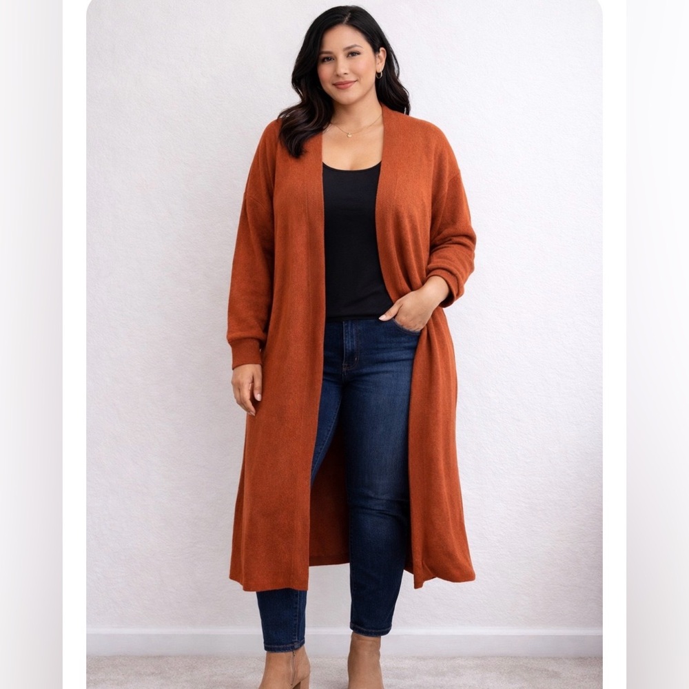 Women's Orange Cardigan Sweater